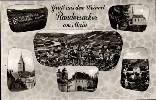 Ak Randersacker am Main Unterfranken, Teilansichten, Kirche, Dorfpartie