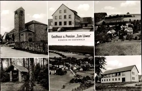 Ak Robern Fahrenbach im Odenwald, Gasthof Zum Löwen, Kirche, Teilansichten