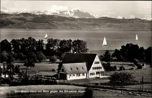 Ak Eriskirch Bodensee, Don Bosco Haus mit Blick gegen die Schweizer Alpen