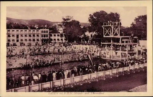 Ak Baden bei Wien in Niederösterreich, Strand und Thermalbad