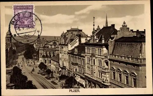 Ak Plzeň Pilsen Stadt, Teilansicht
