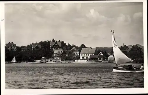 Ak Staré Splavy Thammühl Doksy Hirschberg am See Region Reichenberg, Blick auf den Ort, Segelboot