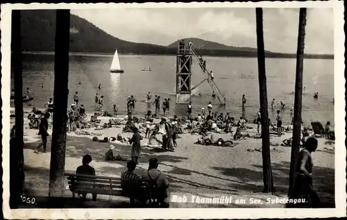 Ak Staré Splavy Thammühl Doksy Hirschberg am See Region Reichenberg, Strandbad