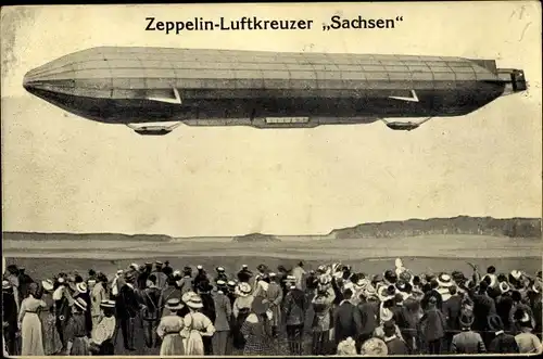 Ak Zeppelin Luftkreuzer Sachsen