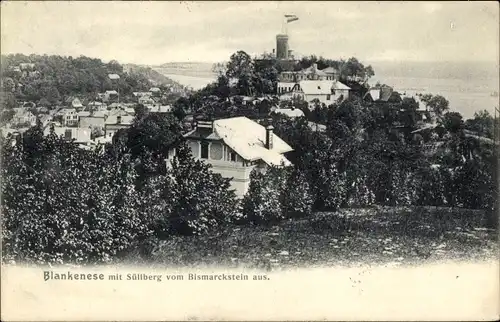 Ak Hamburg Altona Blankenese, Blick auf den Ort mit Süllberg vom Bismarckstein aus