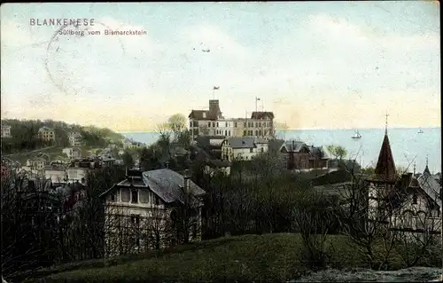 Ak Hamburg Altona Blankenese, Süllberg vom Bismarckstein, Elbpanorama