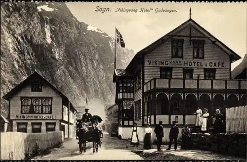 Ak Gudvangen Norwegen, Vikingvang Hotel, Kutsche