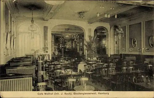 Ak Hamburg Mitte Altstadt, Cafe Wallhof, Glockengießerwall, Innenansicht