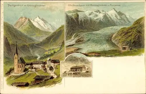 Künstler Litho Heubner,Heiligenblut am Großglockner in Kärnten, Glocknerhaus, Pasterze, Stüdel Hütte