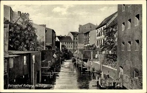 Ak Kołobrzeg Kolberg Pommern, Kolberger Venedig, Häuser