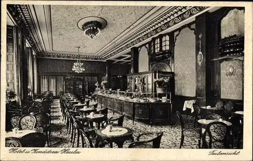 Ak Berlin Charlottenburg, Hotel und Konditorei Hessler, Kantstraße 165, Innenansicht