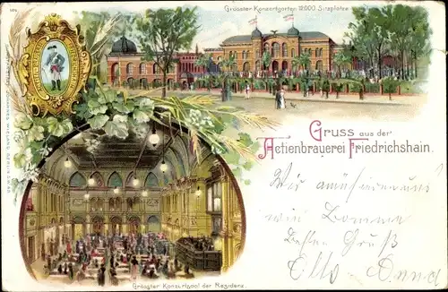 Litho Berlin Friedrichshain, Aktienbrauerei, Konzertsaal, Innenansicht