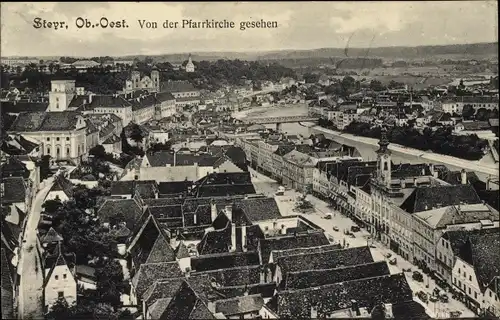 Ak Steyr in Oberösterreich, Blick von der Pfarrkirche aus