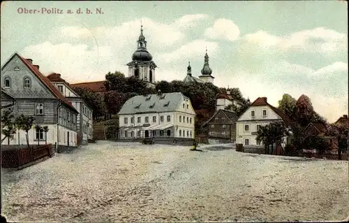 Ak Horní Police Oberpolitz Ober Politz Region Reichenberg, Teilansicht, Kirche