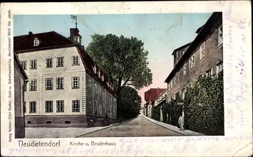 Leuchtfenster Ak Neudietendorf in Thüringen, Kirche und Bruderhaus