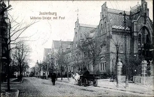 Ak Tschernjachowsk Insterburg Ostpreußen, Wilhelm Straße mit Post