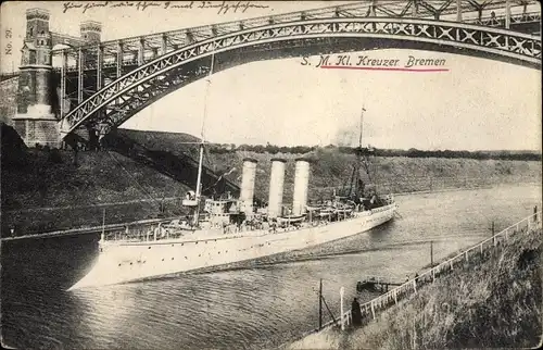 Ak Deutsches Kriegsschiff, SMS Kreuzer Bremen, Kaiserliche Marine