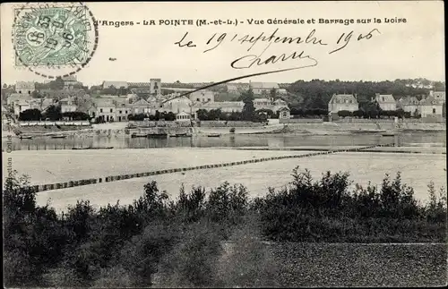 Ak La Pointe Maine et Loire, Vue Generale et Barrage sur la Loire