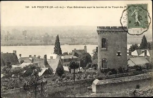 Ak La Pointe Maine et Loire, Vue Generale sur la Loire et la Tour du Pin