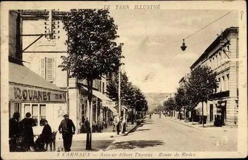 Ak Carmaux Tarn, Avenue Albert Thomas, Route de Rodez