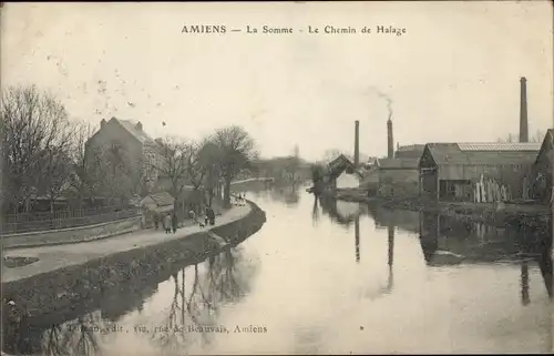 Ak Amiens Somme, La Somme, Le Chemin de Halage