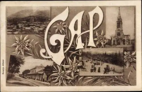 Buchstaben Ak Gap Hautes Alpes, Vue generale, L'Eglise, La Gare