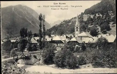Ak Ville Vallouise Hautes-Alpes, Vue générale, Pointe de l'Eyglière