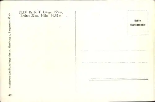 Ak Dampfschiff Hansa, HAPAG, Ansicht Backbord