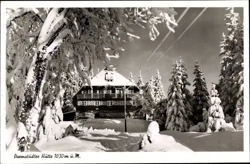 Ak Seebach in Baden Schwarzwald, Darmstädter Hütte im Schneekleid