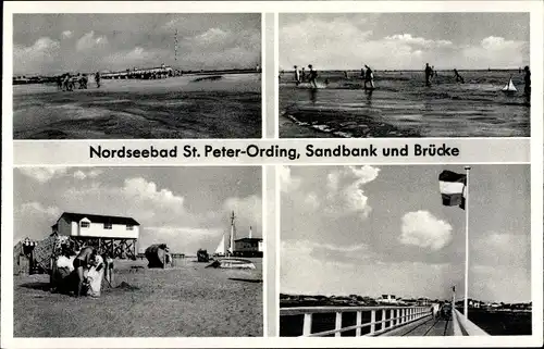 Ak Nordseebad Sankt Peter Ording, Strandleben, Seebrücke