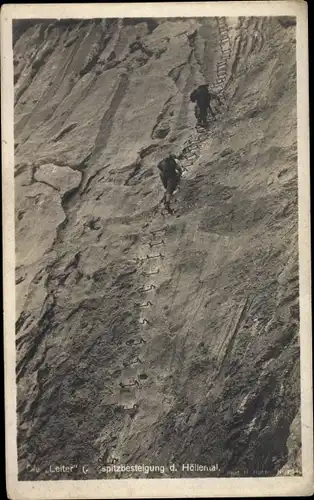 Ak Hammersbach Grainau in Oberbayern, Zugspitzbesteigung durch das Höllental, Klettersteig Leiter