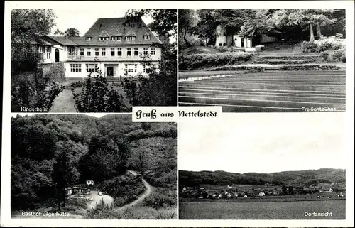 Ak Nettelstedt Lübbecke Westfalen, Kinderheim, Freilichtbühne, Gasthof Jägerhütte, Dorfansicht