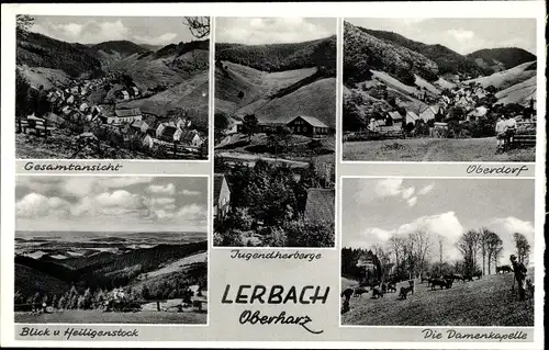 Ak Lerbach Osterode am Harz, Damenkapelle, Oberdorf, Jugendherberge, Panorama, Heiligenstock