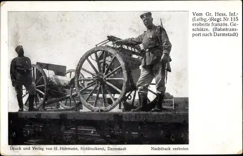 Ak Vom Großherzog Hessischen Infanterie Regt. Nr. 115 eroberte französische Gechütze