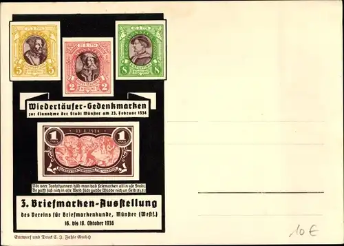 Ak Münster Westfalen, 3. Briefmarkenausstellung Oktober 1936, 8, Schilling