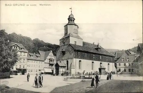 Ak Bad Grund im Harz, Marktplatz