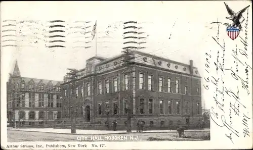 Ak Hoboken New Jersey USA, City Hall