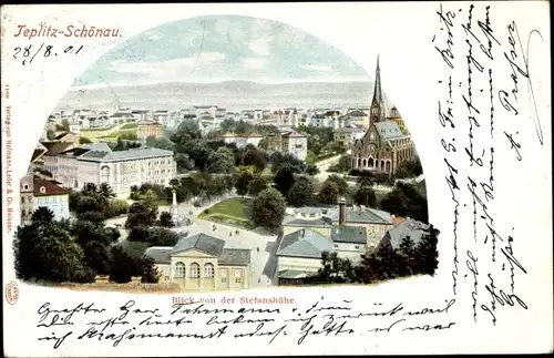 Litho Teplice Teplitz Schönau Reg. Aussig, Blick von der Stefanshöhe