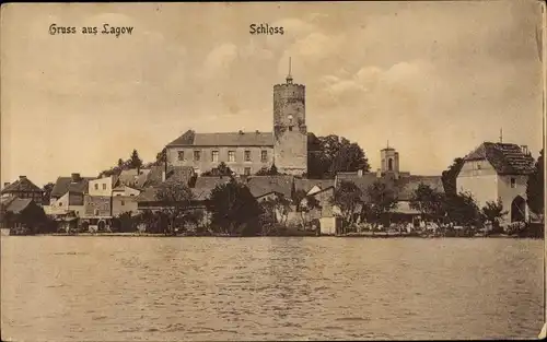 Ak Łagów Lagow Neumark Ostbrandenburg, Blick auf den Ort, Schloss