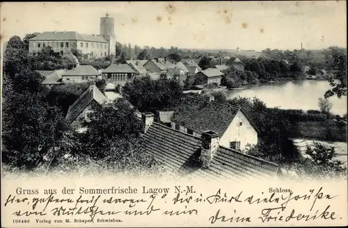 Ak Łagów Lagow Neumark Ostbrandenburg, Blick auf den Ort, Schloss