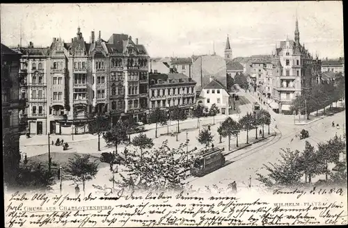 Ak Berlin Charlottenburg, Wilhelm Platz, Straßenbahn