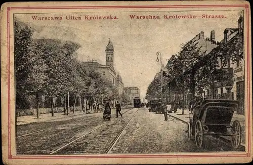 Ak Warszawa Warschau Polen, Krolewska Straße, Kutsche
