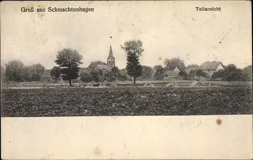 Ak Schmachtenhagen Oranienburg im Kreis Oberhavel, Teilansicht mit Kirche