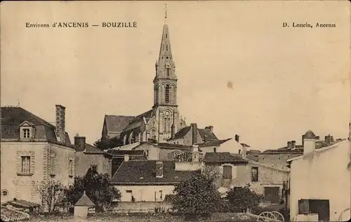 Ak Bouzillé Maine et Loire, Stadtpartie mit Kirche