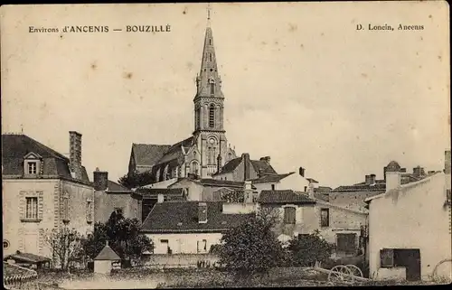 Ak Bouzillé Maine et Loire, Stadtpartie mit Kirche