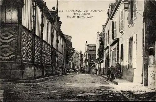 Ak Coulonges sur l'Autize Deux Sevres, Rue du Marche Neuf