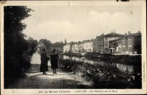 Ak Coulon Deux Sèvres, Capitale du Marais Poitevin, Les Maisons sur le Quai