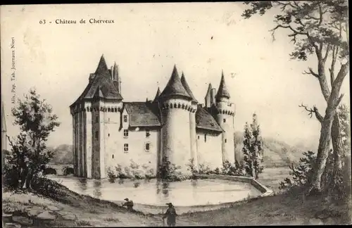 Ak Cherveux Deux Sevres, Le Chateau