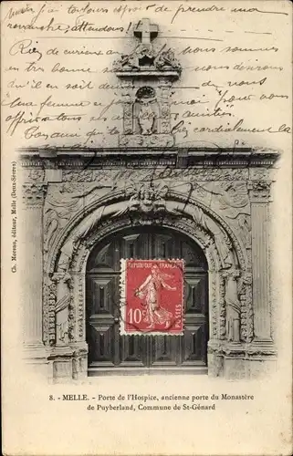 Ak Melle Deux Sèvres, Porte de l'Hospice, Commune de Saint Genard