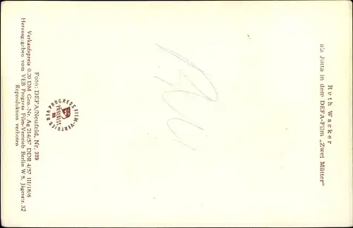 Ak Schauspielerin Ruth Wacker, Portrait, Autogramm, Zwei Mütter